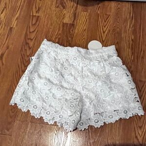 White lace dress shorts